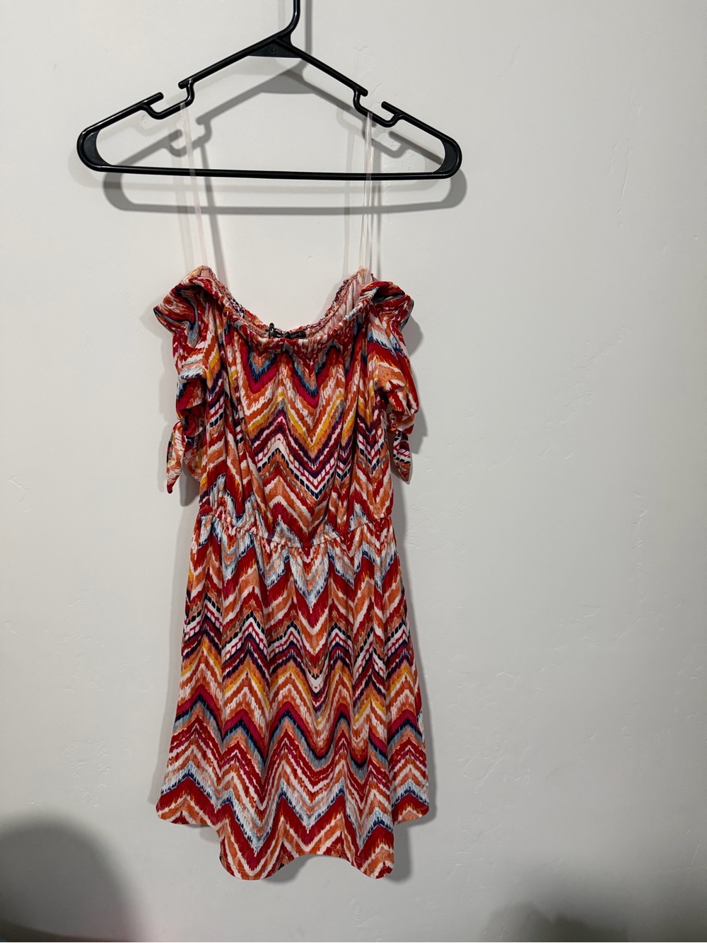 Chevron Off-Shoulder Dress in Multi-Color